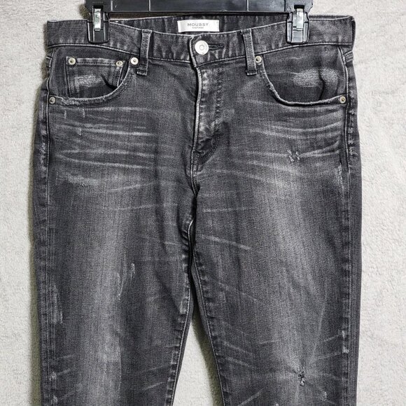 Moussy Vintage Jeans Womens 29 Gray Skinny Distressed Frayed Hem Made in Japan - Picture 2 of 16